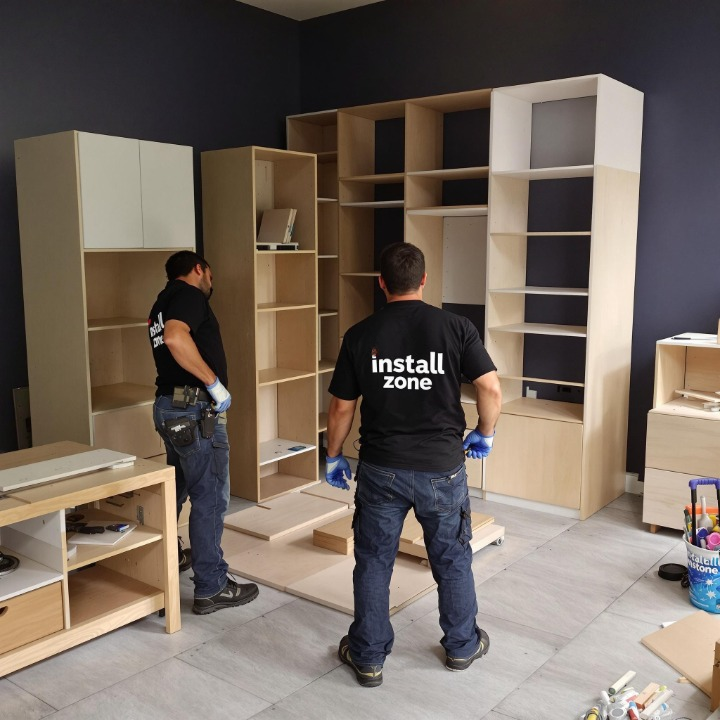 Team installing flatpack furniture in Perth home